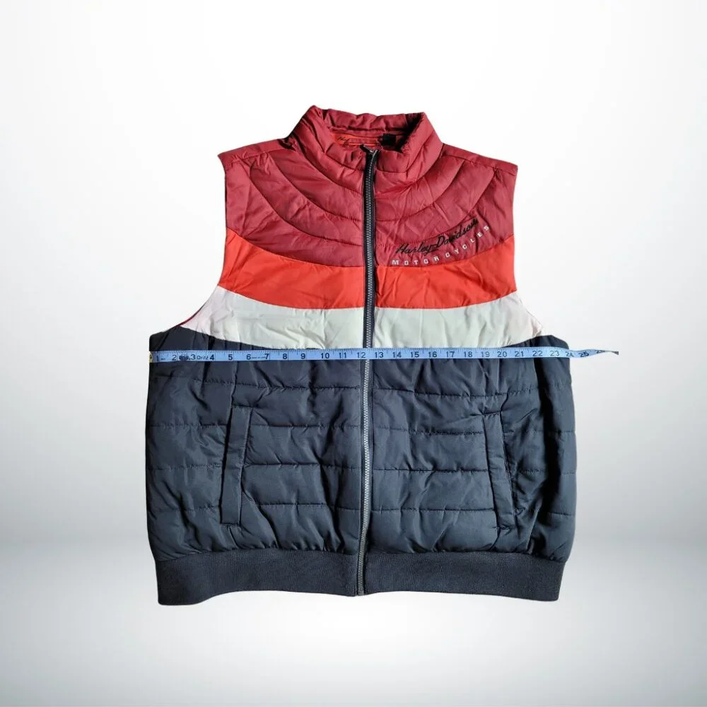 Harley‑Davidson Women’s 2XL Retro 70s Colorblock Puffer Vest Fall Winter Cozy